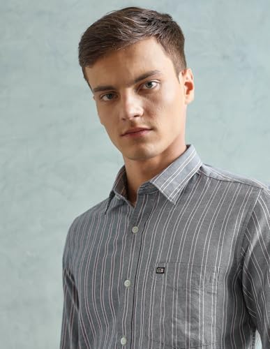 Image of Arrow Sport Men Slim fit Cotton Checked Long Sleeves Spread Collar Shirt