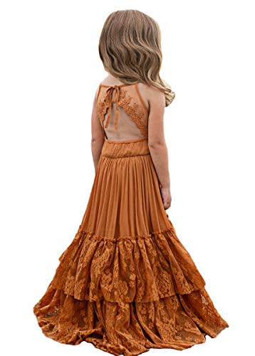 Bibihou Little Girl Backless Design Lace Back Full-Length Tulle Formal Party Flower Girl Dresses,10 Years #TOP7