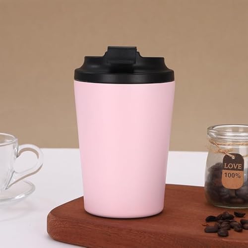Image of Stvin 380ml Insulated Coffee Mug Travel, Stainless Steel Tumbler with Leak-Proof Lid, Reusable Thermal Cup for Hot & Cold Drinks, Car, Office, Camping & More (3rd Pink)