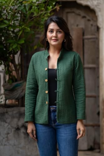 Image of Reversible Jacket for Women | Double Sided Quilted Jacket | Reversible Winter Jacket for Women | Stylish Ethnic Printed Jacket | Warm & Comfortable Casual Outerwear
