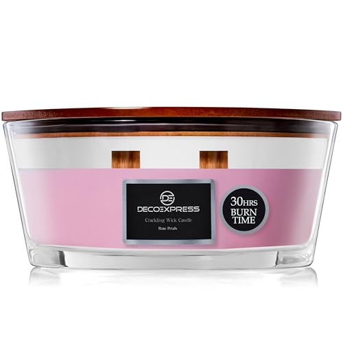 DECO EXPRESS Scented Candles, Double Wick Crackle Candles, Long 50 Hours Burn Time, Calming & Cosy Home Decor, Birthday