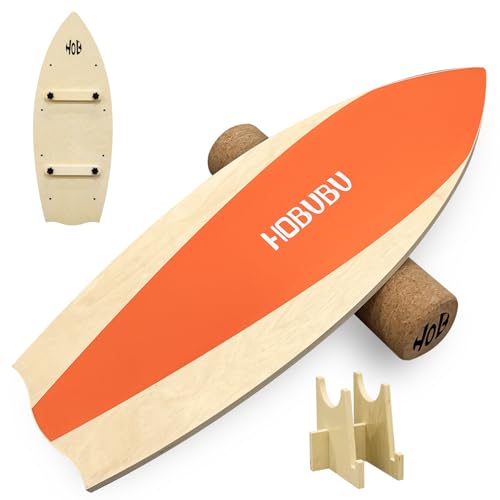 Balance-Board mit Korkwalze für das Kernmuskeltraining, Holz-Balance-Board für Gymnastik und Koordinationstraining, Fitness-Yoga, geeignet für Erwachsene und Jugendliche, Orange Balance-Board mit Korkwalze für das Kernmuskeltraining, Holz-Balance-Board für Gymnastik und Koordinationstraining, Fitness-Yoga, geeignet für Erwachsene und Jugendliche, Orange