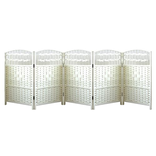 Paravent de séparation de pièce blanc en tissu occultant pliante lot de 5