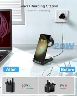 Wireless Charging Station for Samsung - NANAMI 3 in 1 Wireless Charger for S26 S25 S24 S23 Z Fold Flip 7/6, Induction Charging Stand for Multiple Devices Galaxy Buds Watch 7/6[Only for Samsung Watch]