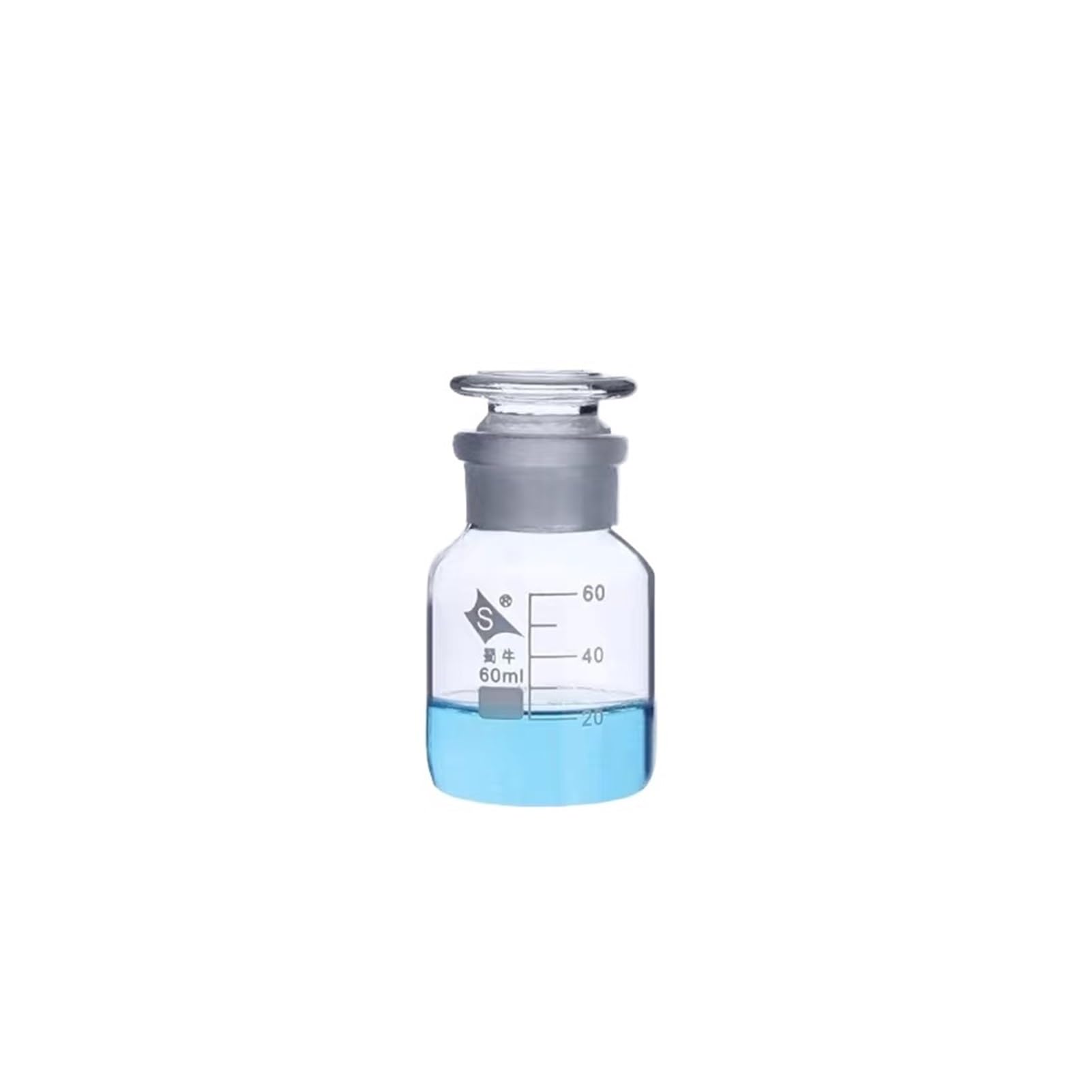 matraz de fondo redondo， Frasco de vidrio de boca ancha for reactivos con tapón esmerilado, viales for muestras de laboratorio, multicolor, 60-1000 ml(60mL 4pcs)
