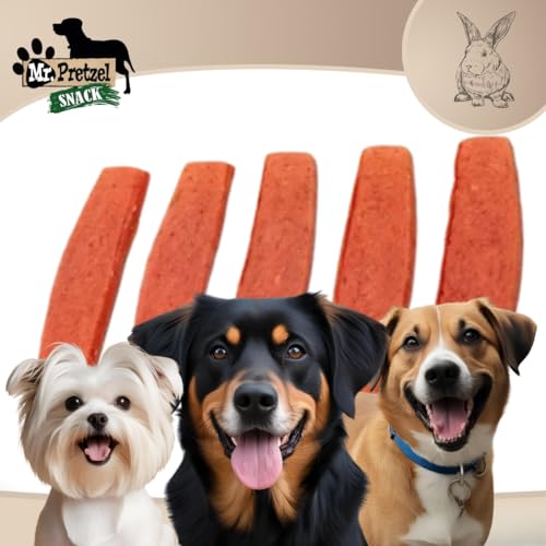 Mr. Pretzel – Premium-Kaninchenstreifen für Hunde – 500g – 90 % Fleischanteil – Gesunder Kausnack – Hypoallergen – Ohne Zusatzstoffe – Ideal für Training & Belohnung