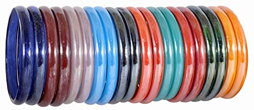 NMII Glass with Simple and Plain Glossy Finished Kada Set For Women and Girls, (Multicolour_2.8 Inches), Pack Of 20 Kada Set