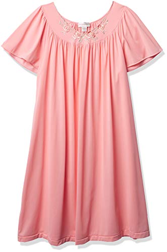 Shadowline Women's Petals 40 Inch Short Flutter Sleeve Waltz Gown, Melon, Medium