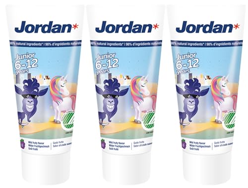 Jordan ® - Dentifrice junior - 6-12 ans - Goût fruité doux - 150 ml x 3