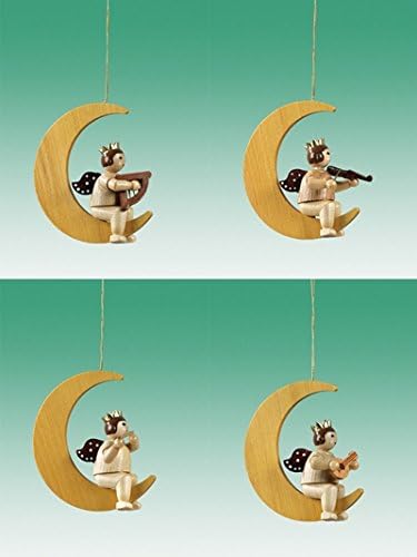 Christmas Tree Decoration Christmas Decorations Tree Decoration 4-Piece/Angel on Moon with Crown unpainted Height of Approx. 6.5 cm New