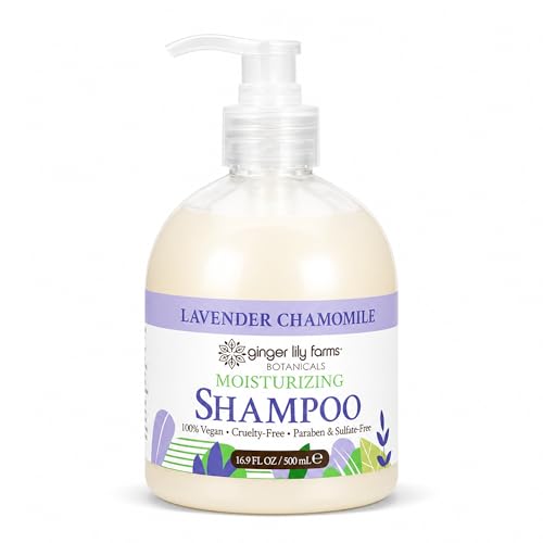 Image of Ginger Lily Farms Botanicals Shampoo, 16.9oz, Lavender Chamomile | 100% Vegan & Cruelty-Free | Moisturizing Shampoo for All Hair Types