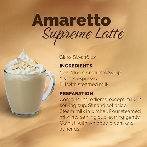Image of Monin - Amaretto Syrup, Almond-Caramel Cookie Taste, Natural Flavors, Great for Coffees, Lattes, Cocktails, and Mocktails, Non-GMO, Gluten-Free (750 ml)