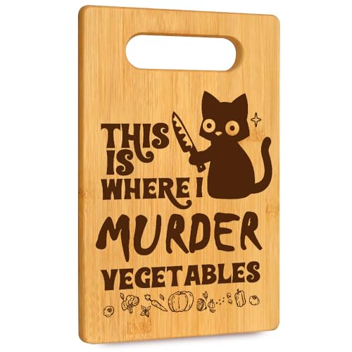 Tabla de cortar rectangular de bambú con diseño gato negro miniatura 1
