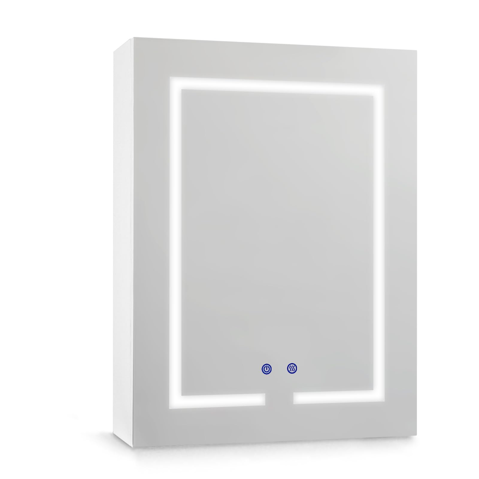 Badezimmer-Spiegelschrank mit LED-Beleuchtung, 3 verstellbares Licht, Spiegelschrank groß mit Ablage und Steckdose, Anti-Beschlag Wandschrank platzsparend, 50 * 66cm, Weiß