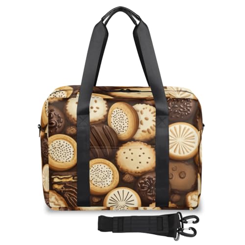Chocolate Biscuit Travel Duffel Bag for Men Women Cookies Sports Gym Bag Waterproof Weekender Overnight Bags Foldable Carry on Backpack for Swim Yoga Fitness Workout