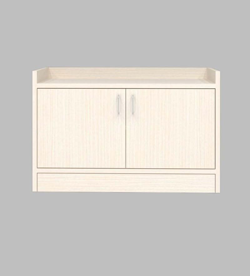 Image of SPECIALITY PANELS 2 Door Shoe Rack with Cushion | 2 Door Shoe Cabinet with Storage Bench | Shoe Organizer for Entryway Home Living Room | 75 x 49 x 37.5 cm Storage | DIY Assembly | Ivory Finish
