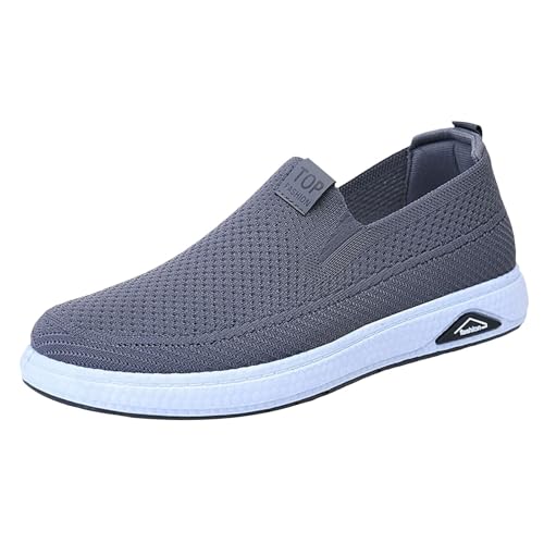 Zapatillas de deporte para caminar para hombre, de malla, transpirables, ortopédicas, ligeras, informales, para mujer, de ajuste ancho, antideslizantes, para exteriores, gris, 41 1/3 EU