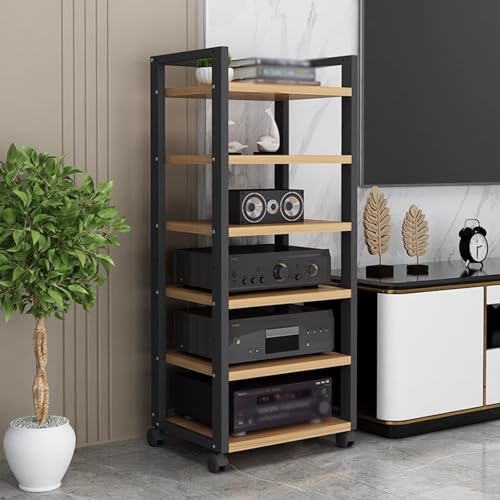 Support multimédia mobile avec grand rangement pour console et composants stéréo