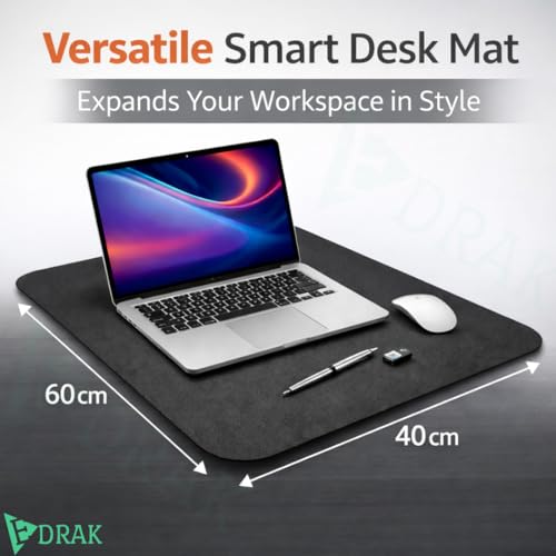 Image of Large Desk Mat 60x40 cm | Waterproof PU Rubber Base Mouse Pad | Non-Slip Office Desk Protector | Laptop, Keyboard & Mouse Pad | Smooth Surface Work Mat for Home & Office | Black