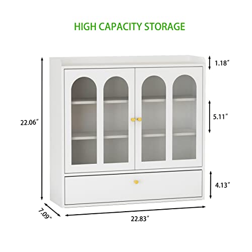 Miocasa Metal Storage Cabinet With Glass Door High Capacity Cup Rack Organizer Coffee Mug Display Box For Kitchen, Counter,Black, 22.83 X 7.09 X 22.05 #TOP2