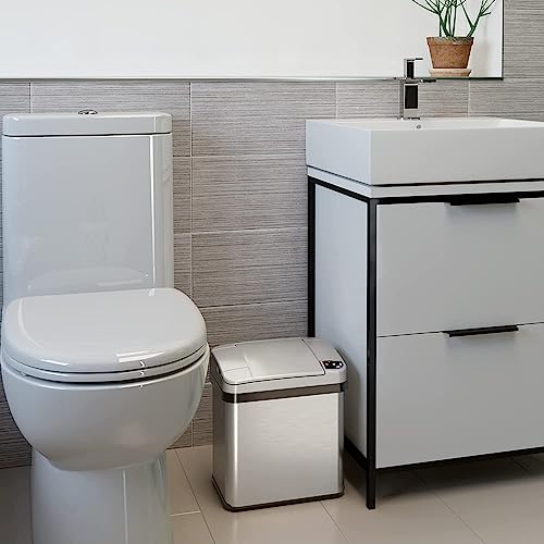 Caneca de basura rectangular con sensor 2.5 gal de acero inoxidable miniatura 3