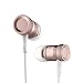 ROCK [Mula] Premium Metal Housing Tangle-Free Durable Braided Cable Low Distortion Noise Isolating Heavy Bass Wired Stereo In-Ear Earbuds Headphones Headset W/Mic Microphone 3.5mm Jack - Rose Gold