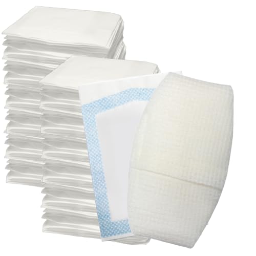 100 Sterile Oval Eye Pads - Soft Absorbent 2 5/8 x 1 5/8 Eye Shaped Medical Gauze Pad with Thick Protective Filler, Individually Wrapped - Specially Shaped for Comfort, Compressed Edges to Reduce Lint