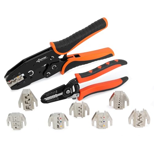 Kf Cptec Juego De 9 Piezas Crimpadora -Alicates Con Mordazas Cambiables Para Engarzar Para Cables Eléctricos,Termorretráctiles,No Aislados,De Nylon,Conector Solares,Terminales Férula,Dupont Kf Cptec Juego De 9 Piezas Crimpadora -Alicates Con Mordazas Cambiables Para Engarzar Para Cables Eléctricos,Termorretráctiles,No Aislados,De Nylon,Conector Solares,Terminales Férula,Dupont