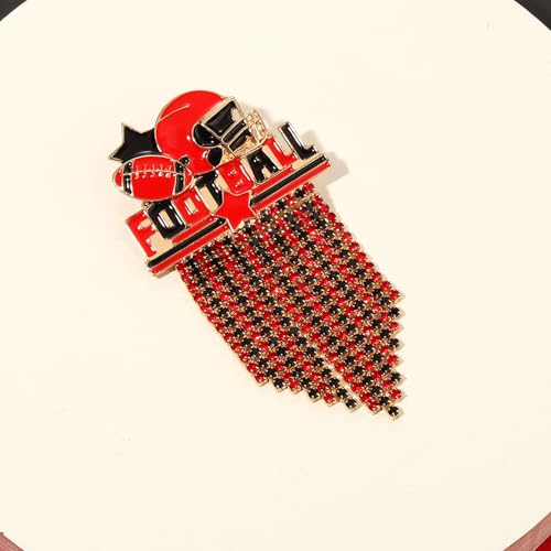 Image of Game Day Brooches for Women Football Brooch Pins Touch Down Brooches Red Black Blue White Team Spirit Accessories Game Day Outfits Football Jewelry Party Favor Gifts