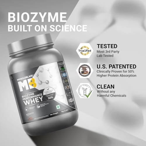 MuscleBlaze Biozyme Performance Whey Protein, 1kg + Shaker 997.9 g - Image 3
