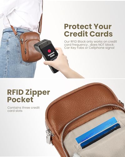 Image of befen Small Genuine Leather Crossbody Bag for Women Trendy Crossbody Purses with RFID Blocking Card Slots