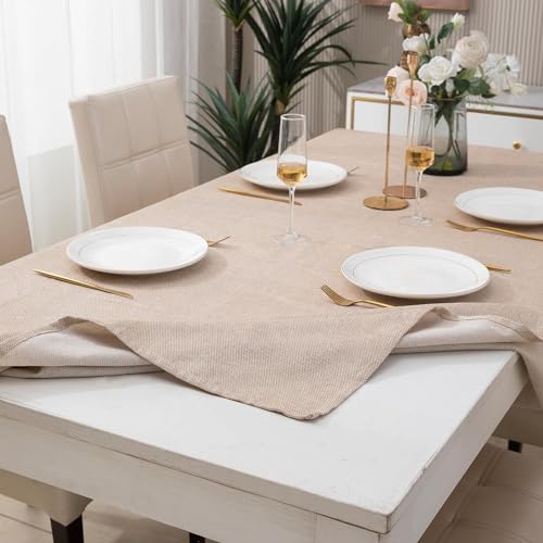 Image of HOKIPO Poly Jute Center Table Cover for Living Room, 40x40 Inches, Beige (NEW-IN360-BGE)