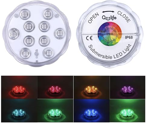 Qoolife ALM-11-1-2 Submersible Led Lights Remote Control Battery Powered, Rgb Multi Color Changing Waterproof Light For Pool thumb #4