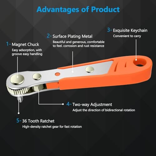 Image of AASONS Mini Ratchet Wrench, Right Angle Phillips Magnetic Screwdriver For Confined Hard To Reach Spaces With 1 /4 inch Drive High Torque Offset Reversible Mini Ratchet Spanner For Tight Areas