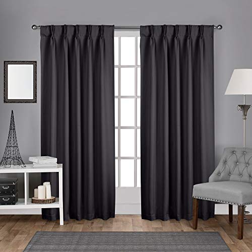 Exclusive Home Paire de Rideaux occultants en Satin sergé tissé avec Pattes pincées et languettes cachées, 274,3 cm de Long, Anthracite
