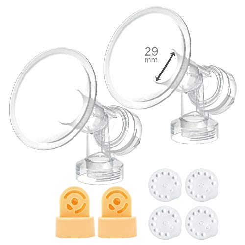 Image of 29 mm 2xOne-Piece Breastshield w /Valve and Membrane Compatible with Medela Breast Pumps; Made by Maymom