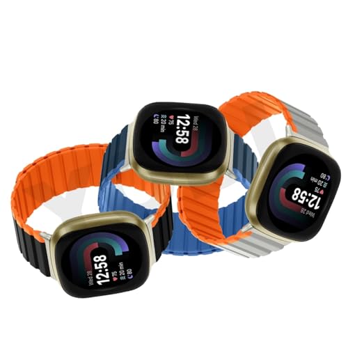 Image of YODI Watch Band Compatible with Fitbit Versa 4 / Fit bit Versa 3 / Fitbit Sense /Sense 2 Band, Soft Replacement Silicone Wristband for Women Flexible Waterproof Sport Watch Strap for Men Large