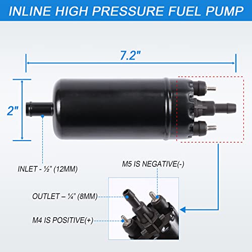Jdmspeed New Universal Inline High Pressure Fuel Pump 12V Gasoline Fuel Injection Pump Replacement 0580464070 0580453911 0580463017 0580464023 #TOP5