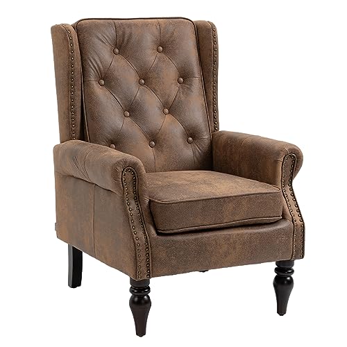 Sillón Tufted Wingback Microfibra Chocolate miniatura 1