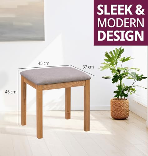 Hallowood Furniture Hereford Oak Stool for Dressing Table, Stylish and Durable Dressing Table Stool, A Perfect Addition to Bedroom or Vanity with Elegant and Functional Design - Image 2