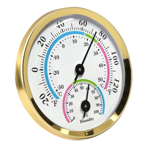 TIDTALEO 金色彩面室内外温湿計 小型壁掛けプ 電池不要 自動校正可能 おしゃれな家用オフィス用温湿計