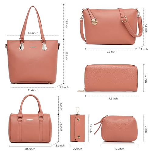 Image of OTMIPIML Purses and Handbags for Women Synthetic Leather Tote Crossbody Bags Satchel Purses Set 6pcs | Set