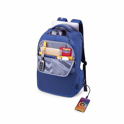 Image of American Tourister Segno 4.0 | 32 Ltrs | 3 Compartments | Bottle Pocket | Ergonomic Padded Back Panel & Shoulder Straps | Executive Backpack | 1 Year International Warranty | Navy