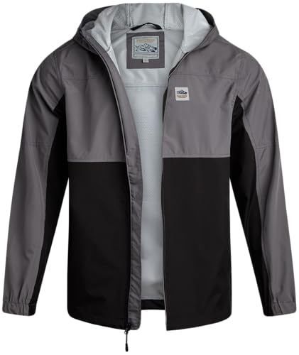Bass Creek Outfitters Mens Windbreaker - Lightweight Mens Rain Jacket for Running Cycling Hiking with Hood, Size Large, Smoke