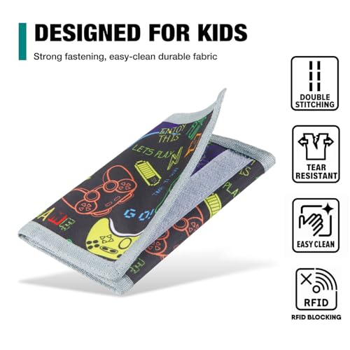 Image of Kids Wallet for Boys Ages 4-12, Video Game Gamer Gaming Boys Wallet, Toddler Wallets with Coin Pocket, Novelty Christmas & Birthday Gift