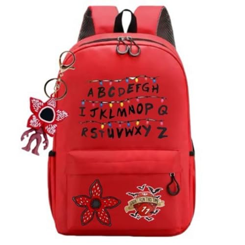 FFNXKLDZSW Backpack with Demogorgon Keychain Anime Cosplay Laptop Backpack for Women Durable Travel Daypack
