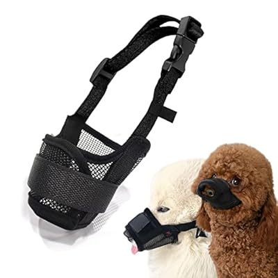 Muzzle for dogs with adjustable muzzle, self-adhesive muzzle, breathable mesh muzzle strap to prevent biting, barking and chewing, (L, XL ).