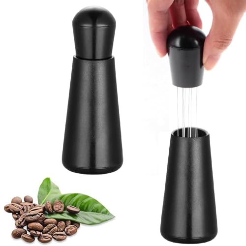 Image of WDT Tool Coffee Needle Stirrer,ABS Shell & Stainless Steel Needles | Stainless Steel Needle Stirrer with ABS Handle and Standing Base,Espresso Distribution Tool for Portafilter, Black
