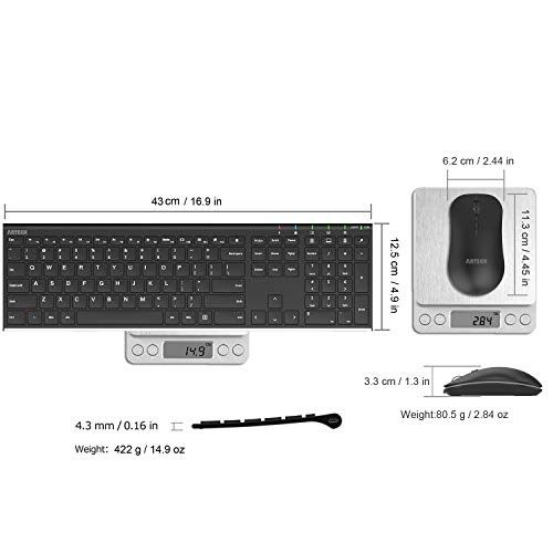 Arteck HW192MW162 2.4G Wireless Keyboard And Mouse Combo Stainless Steel Ultra Slim Full Size Keyboard And Ergonomic Mice For Computer Desktop Pc Laptop And Windows 11/10/8 Build In Rechargeable Battery thumb #5