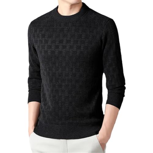Men's Round Neck Sweater Solid Loose Knitted Long Sleeved Top
